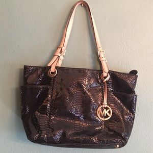 Michael Kors Black Snake Embossed Tote